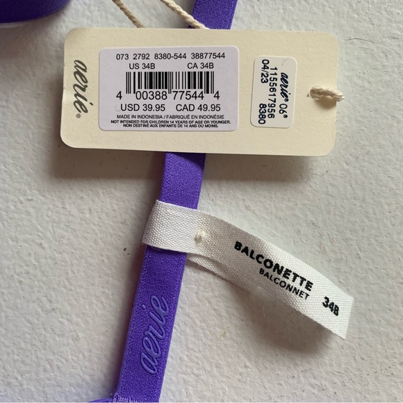 Smoothez by Aerie Size 34B Purple Unlined Sheer Mesh Underwire Bra NWT - Picture 10 of 13